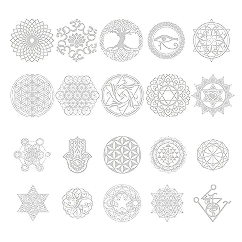 20 pçs sagrado geométrico cobre ornonite adesivo flor vida árvore diy energia torre pirâmide material resina cola epoxy arte artesanato: SB