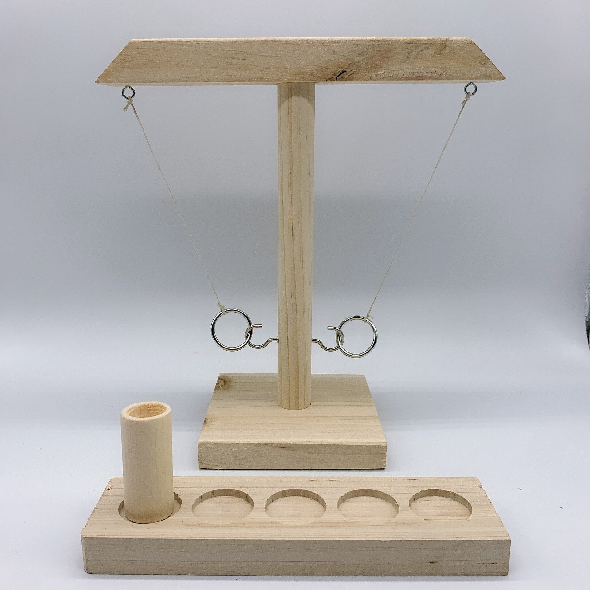 Gioco Ring Toss gioco interattivo di lancio in legno Casual stile industriale Bar famiglia Desktop anello da lancio gioco Hook and Loop Ring: square 2