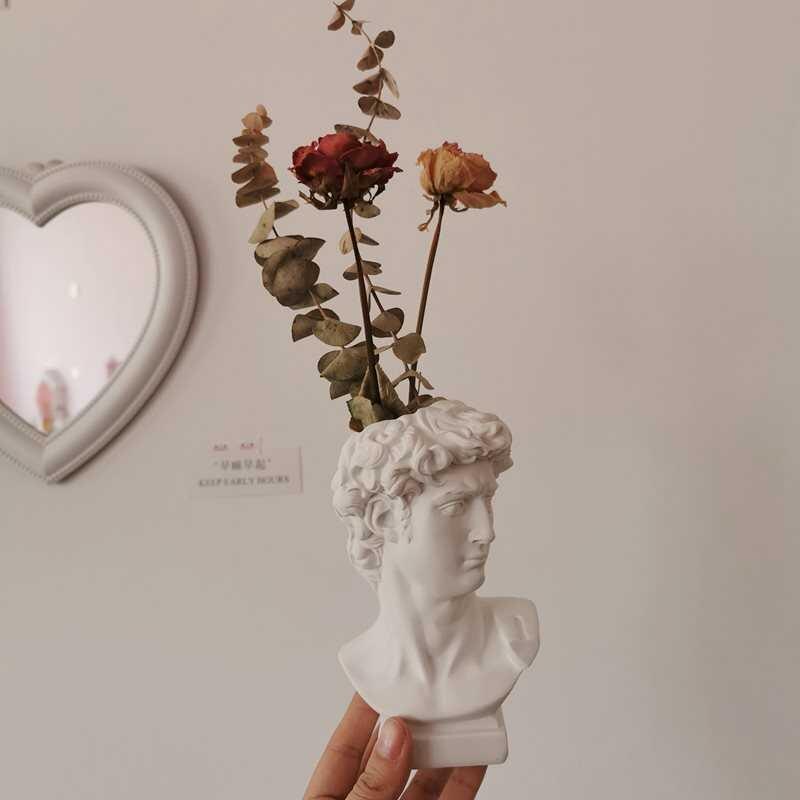Harpiks vase boligindretning makeup børste opbevaringsboks penholder europæisk stil dekoration david hoved skulptur model bryllup