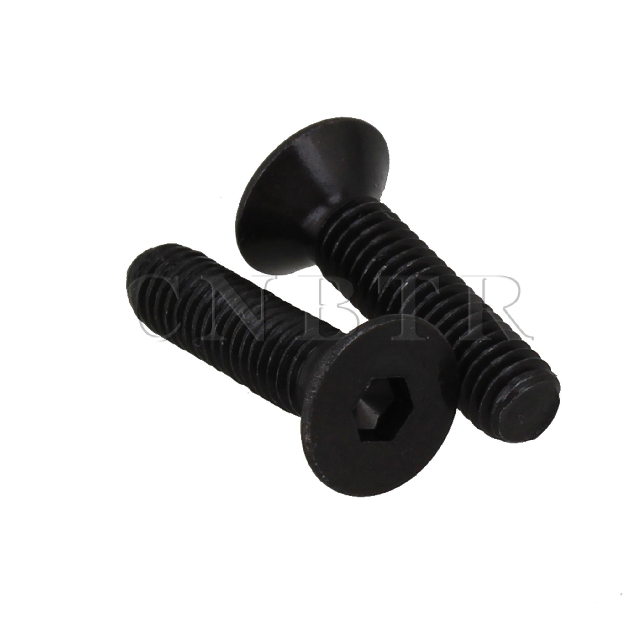 CNBTR 100Pcs Alloy Steel Flat Head Hex Socket Screw Bolts Black M3x0.47Inch