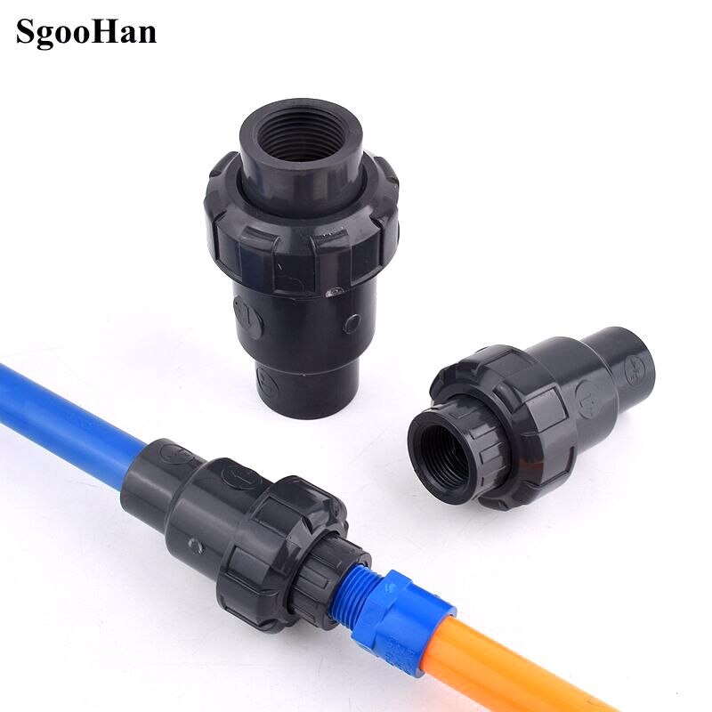 UPVC 1/2~2 Inch Single Female Thread Check Valve One Way Non-Return Ball Valve Aquarium Fish Tank  Garden Irrigation Adapter