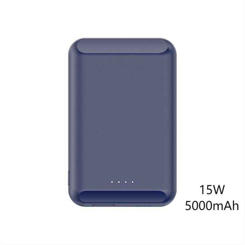 Arvin Magnetische Draadloze Oplader 5000Mah Mini Power Bank Voor Iphone 12Pro Max Mini Magnetische Externe Batterij Draagbare Powerbank: blue 15W