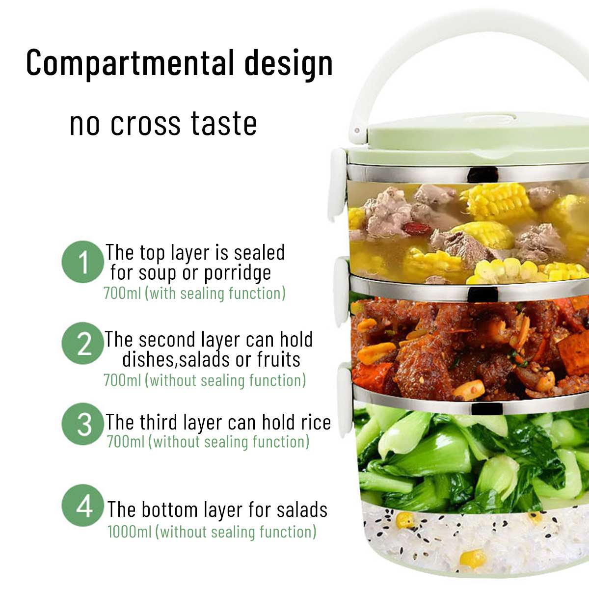 Bento lunchbox draagbaar roestvrij staal thermisch geïsoleerd maaltijd per voedselcontainer keuken lunchbox voor kinderen kinderen volwassenen