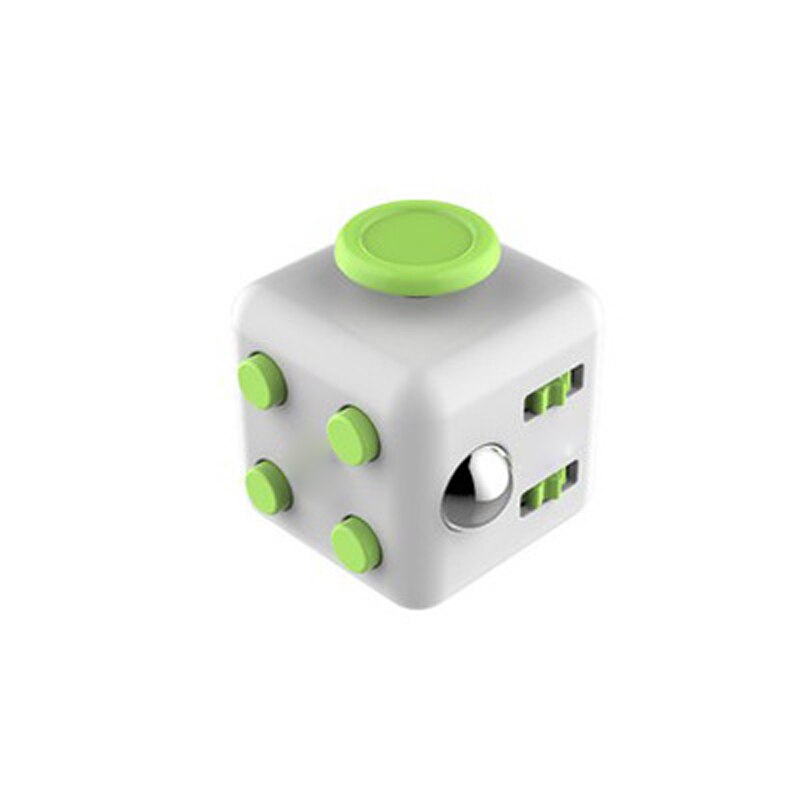 Office Stress Relief Hands Autism ADHD Anxiety Relief Focus Kids 6 Sides Magic Anti Stress Cube Spinner Toys Boredom Finger Toys: White and green