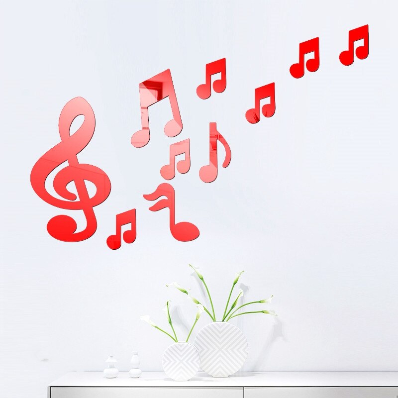 3D Musical Notes Acrylic Mirrors Wall Stickers Home Decor Living Room Decoration Wall Decoration Art DIY Sticker Decals
