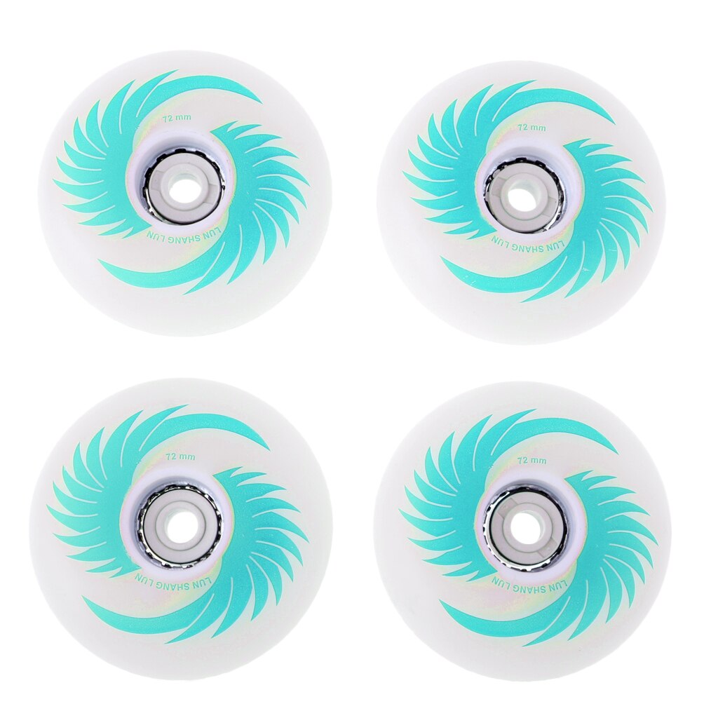 4 pièces planche à roulettes clignotant rouleau PU magnétique éclairer les roues de patins pour patins à roues alignées: 72mm Green