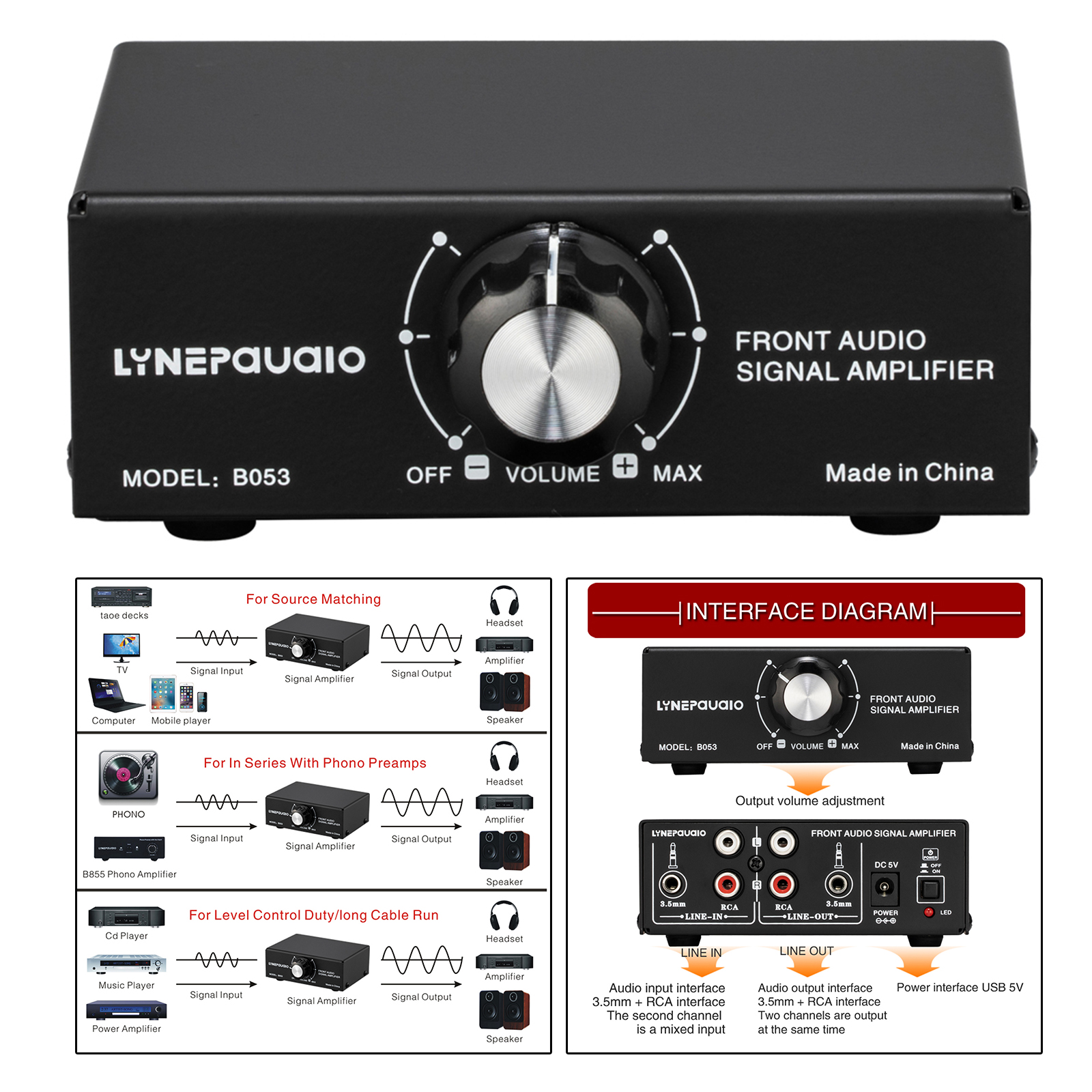 Front Stereo Sound Amplifier Headphone Speaker Amplifier Booster