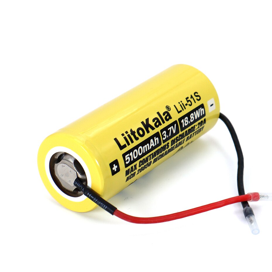26650 5100mAh high Capacity Li-ion 3.7v Rechargeable Battery 20A Discharge 3.6V Power batteries + DIY Cable