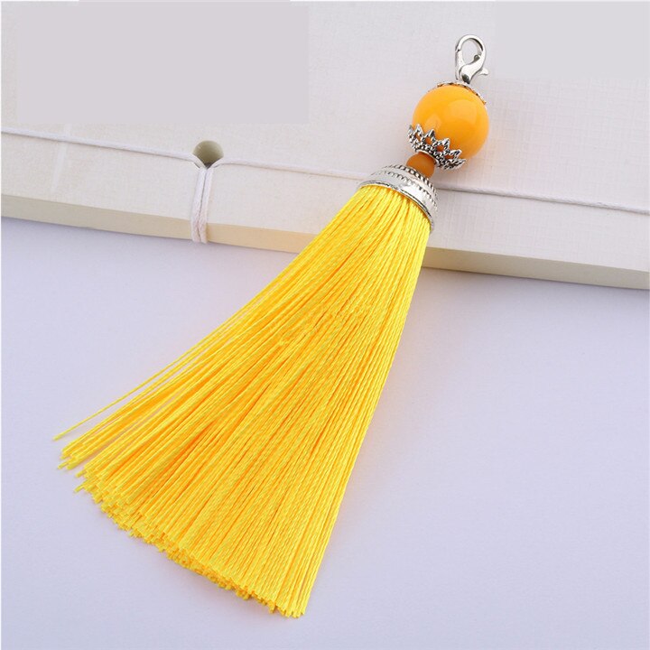 3 stuks gladde zijden kreeftensluiting kwastjes franje hanger diy knutselen kwastjes versieringen kleding gordijnen decoratie oorbellen sieraden onderdelen: Gele kwastjes