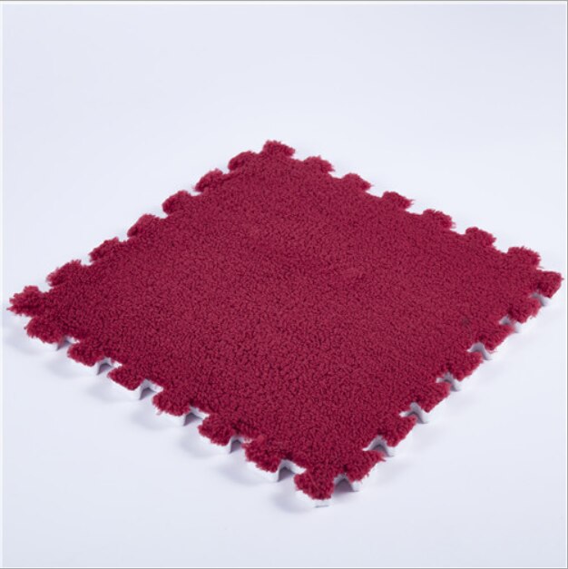 Interlocking Foam Mats Sold By Package Foam Mat Fuzzy Area Rug Fluffy Carpet Tiles Kids Ideal Nursery Decor Baby Room Playroom: dark red
