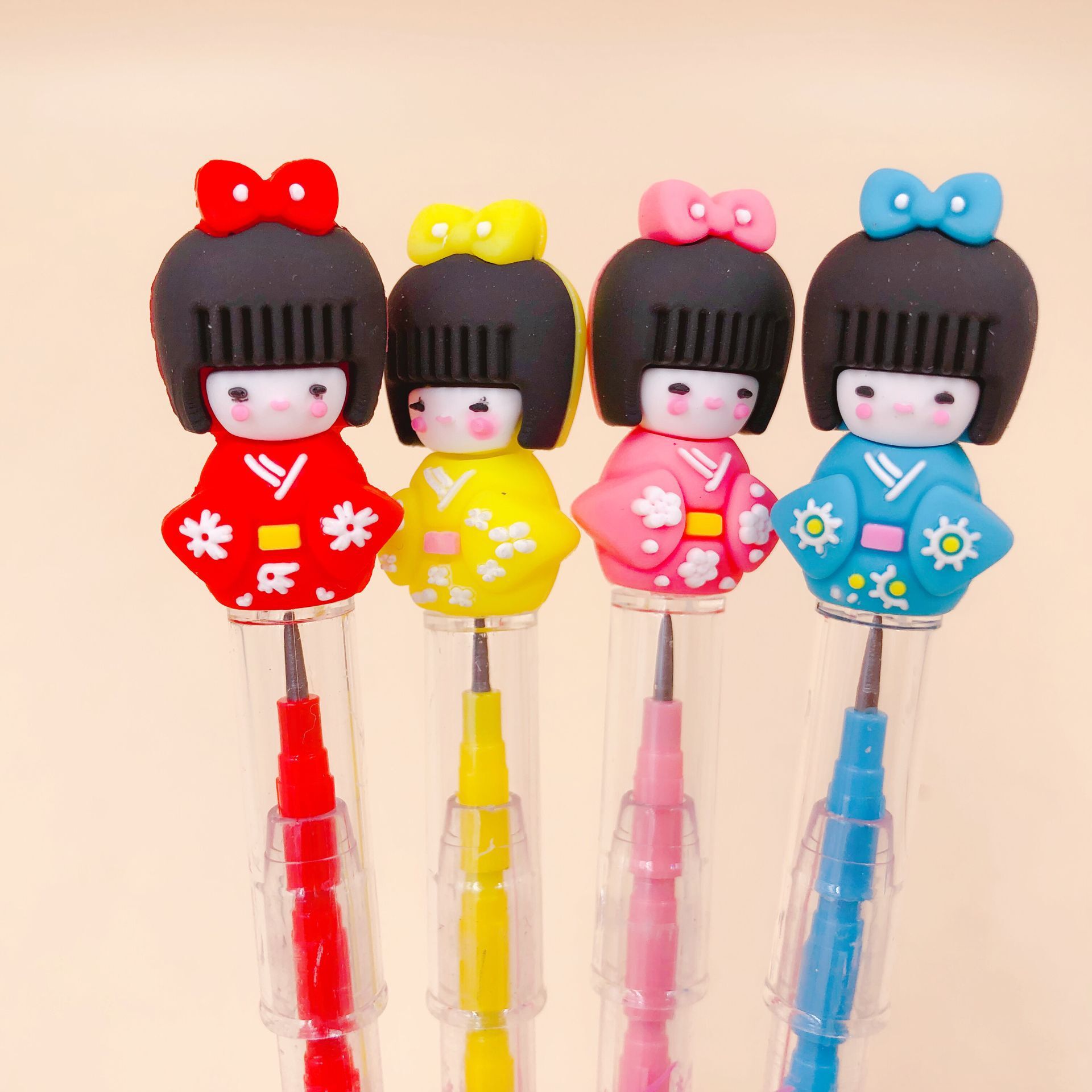 Poupée Kimono Kawaii, crayon mécanique, stylo automatique , papeterie , fournitures d'écriture pour bureau et école, 56 pièces/lot