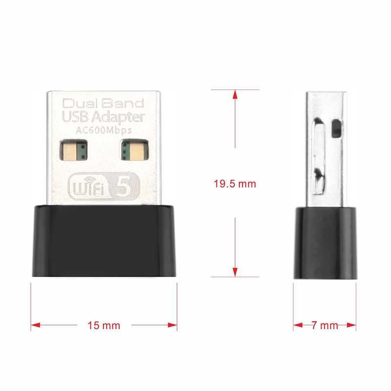 600Mbps 2.4GHz 5G Dual Band USB Wifi Adapter Mini Wireless Network Card External Receiver USB Wi-Fi Adapter Dongle for PC Laptop