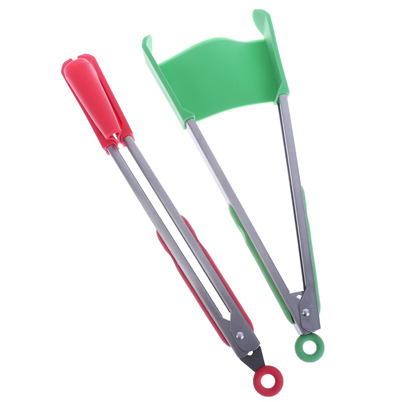 Espátula y pinzas de cocina inteligentes 2 en 1, antiadherente, resistente al calor, marco de acero inoxidable, pinza de cocina de silicona, herramientas