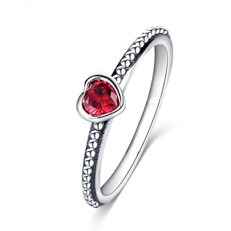 Anello di cristallo del cuore chiaro rosa rosso autentico dell'argento sterlina 925 di trasporto libero per gli anelli originali dei gioielli di DIY del regalo del partito delle donne: 9 / R