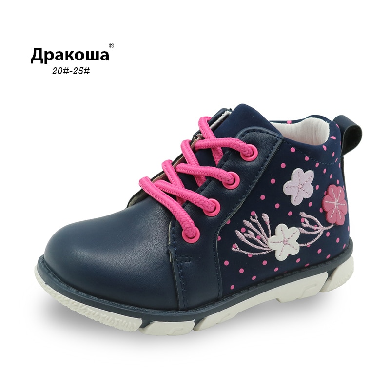 Apakowa Lente Herfst Kids Meisjes Sneakers Schoenen Handgemaakte Mode Peuter Meisjes Laarzen Bloem Pu Leren Laarzen Kinderen Laarzen
