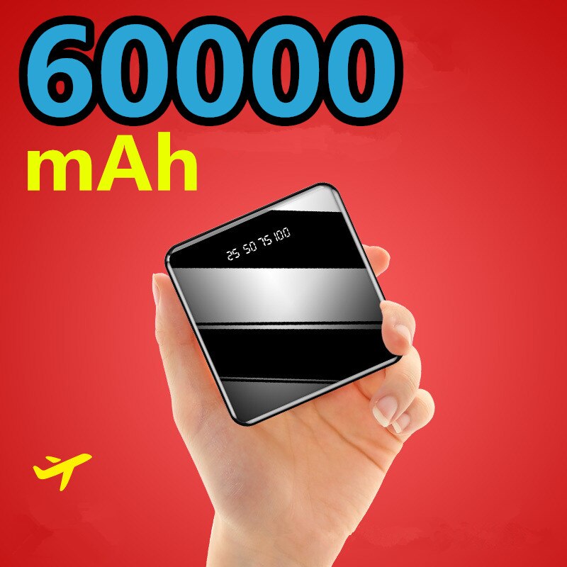 Mini batterie externe 60000 mAh alimentation LED affichage 60000 mAh Powerbank petit chargeur Portable banque Mobile alimenté