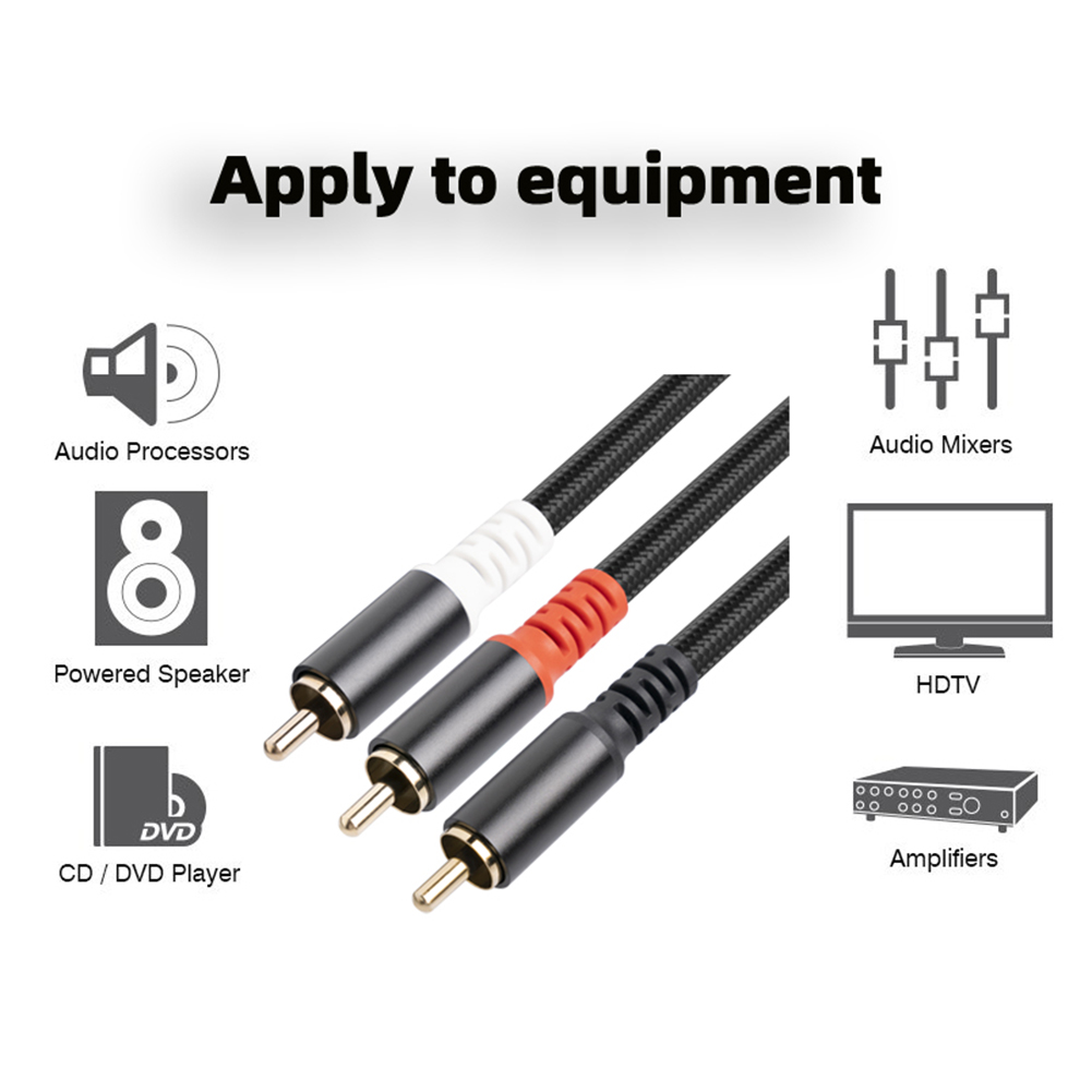 Adaptateur RCA vers 2 RCA 1/2/3/5M, câble Audio Flexible RCA vers 2RCA Y, câble séparateur, cordon Audio auxiliaire pour amplificateur TV, lecteur DVD