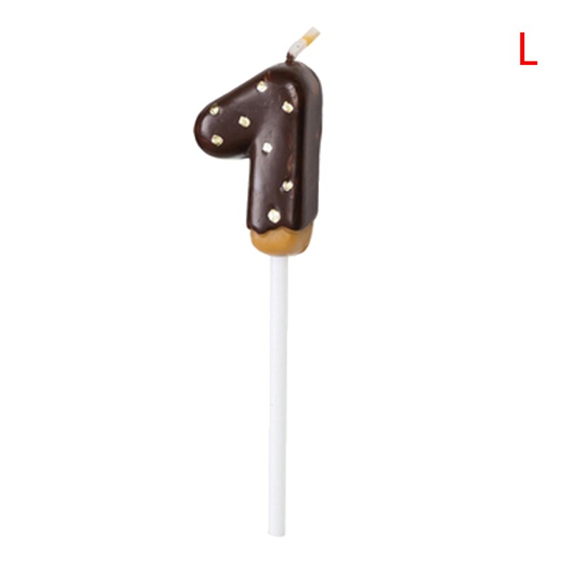 1pc Cute number candles for cake topper 0 -9 Chocolate biscuit birthday candle: brown1