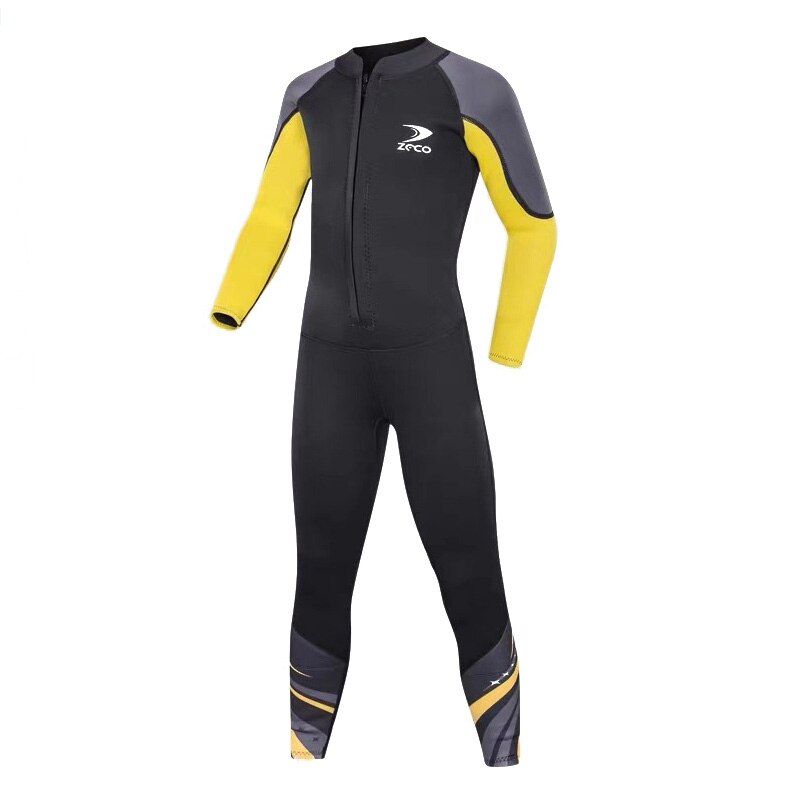 ZCCO-traje de buceo de neopreno para niños, traje de baño grueso térmico a prueba de sol, de una pieza, 2,5 MM: black / L