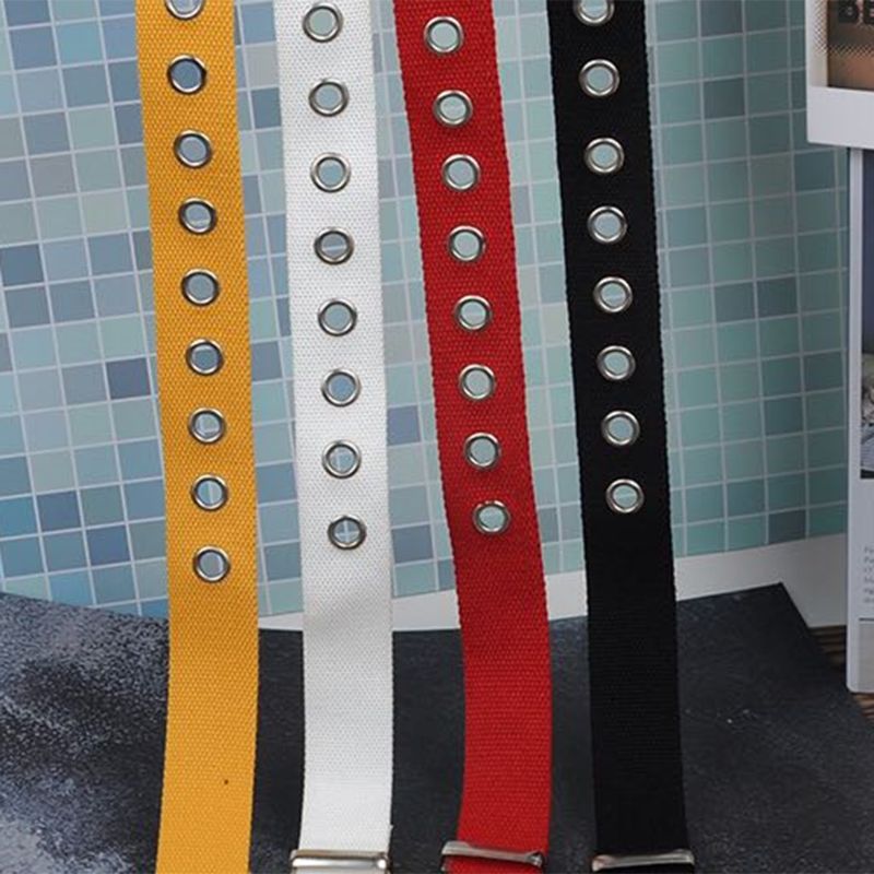 Canvas belt hollow out air hole korean style decoration belt unisex