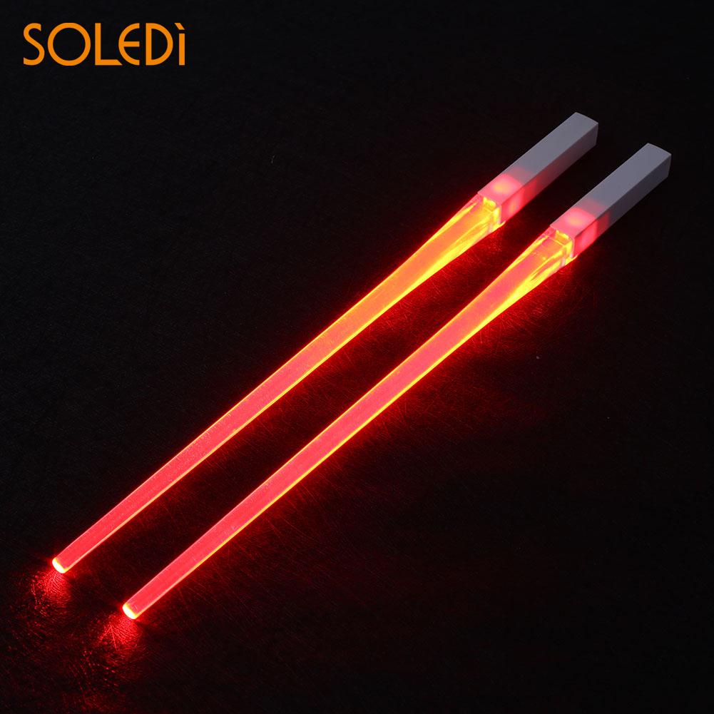 Palillos luminosos de 8 colores, Accesorios luminosos para cocina, hogar, decoración de comedor, , ABS, luz LED, 2 uds.: red
