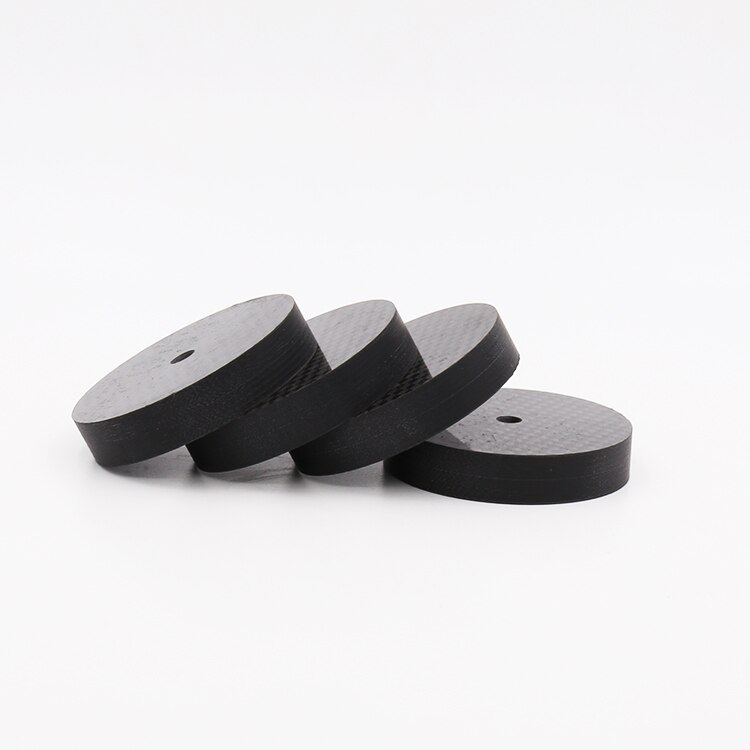 4 Uds X Negro fibra de carbono plato giratorio altavoz aislamiento 50X10mm Base de Punta Zapata pies para amplificador Hifi, CD, reproductor de DVD