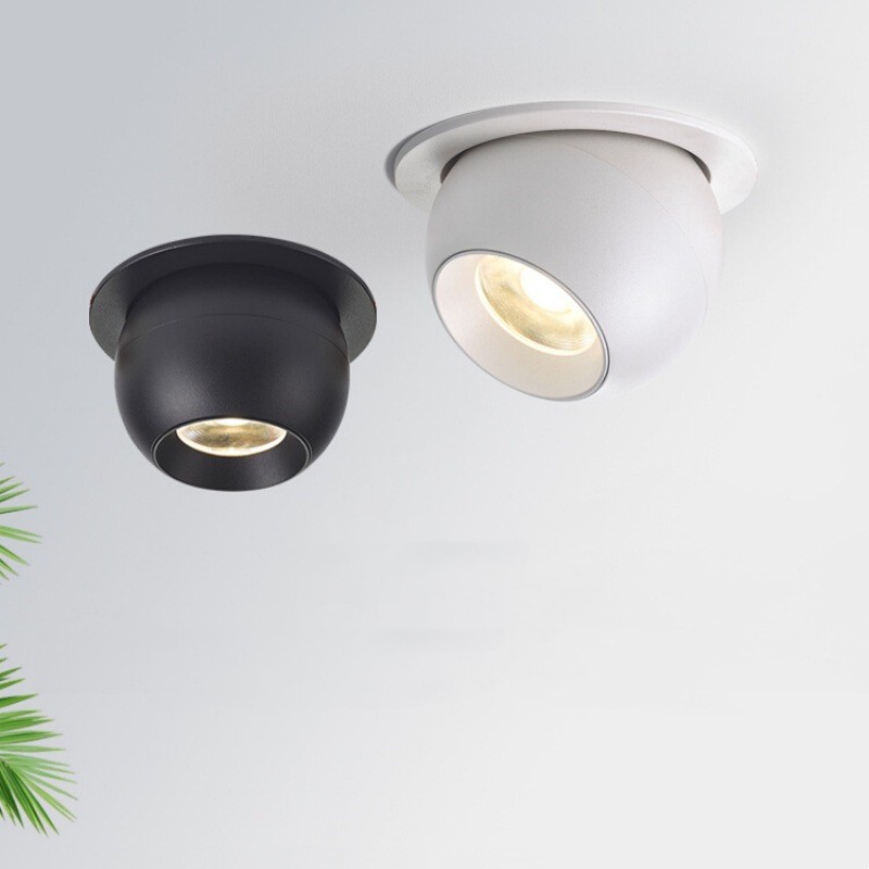 Luz empotrable LED COB regulable con rotación de ángulo redondo de 355, 7W, 9W, 12W, foco de techo, fondo de fotografía para sala de estar interior