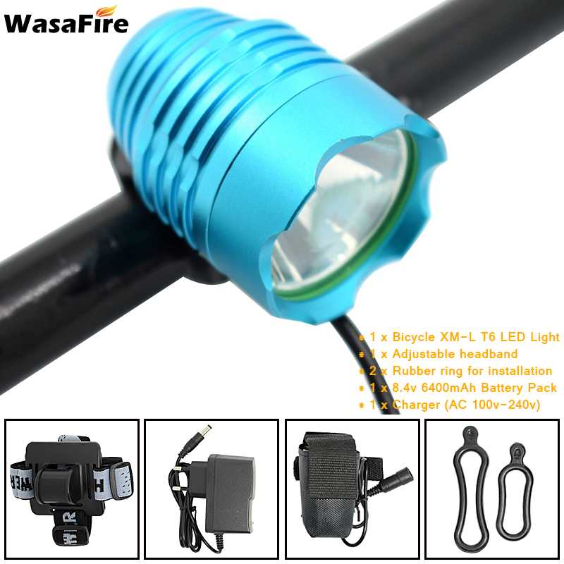 WasaFire Bicycle Light XML T6 Bike Light Night Safety Warning Headlight Cycling LED Flashlight Lanterna + 18650 Battery +Charger: Type D1 as picture