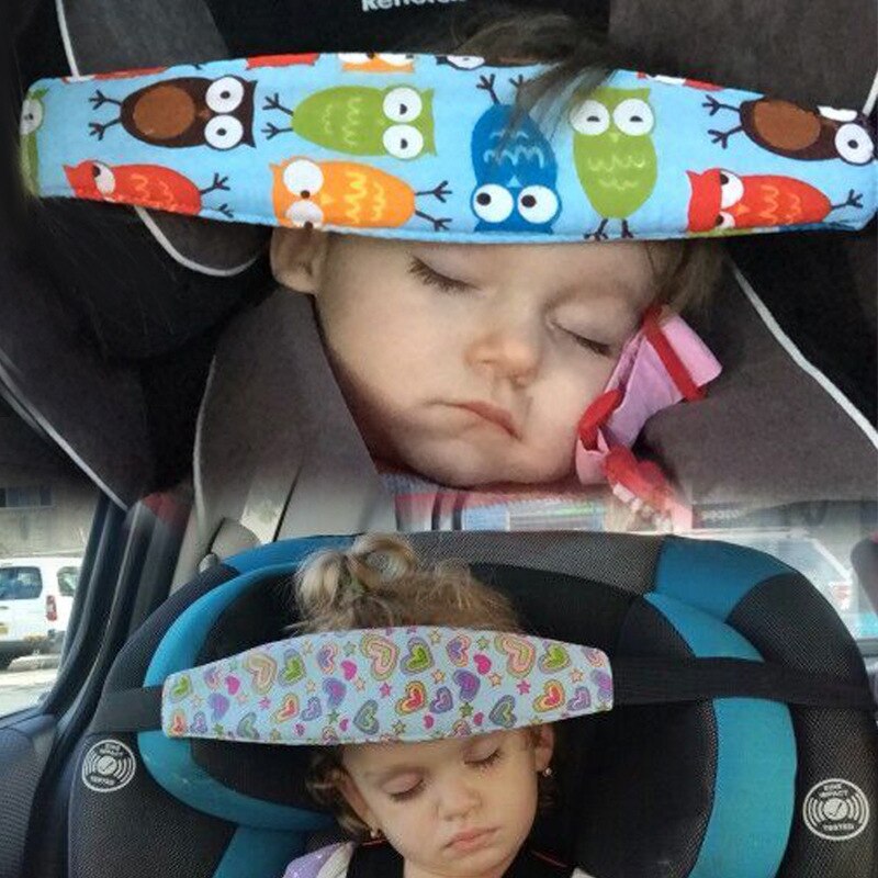 Tegneserie print bånd baby klapvogn sikkerhedssæde hoved fikseringsrem døse af sikkerhedssele søvn positionere børn sovende guddom