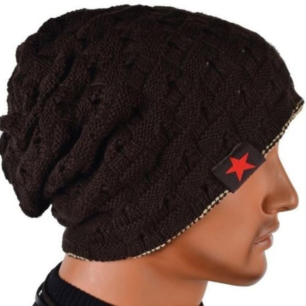 Men Knit Beanie Reversible Baggy Cap Skull Chunky Winter Hat A66: coffee