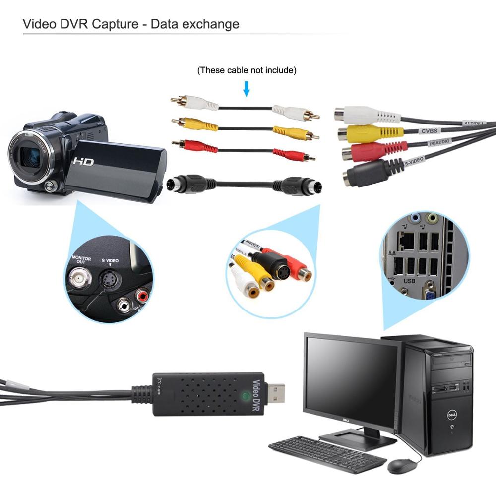 Easycap USB 2.0 łatwe czapka wideo TV DVD VHS DVR karta przechwytująca łatwiejsze czapka USB urządzenie przechwytywania wideo