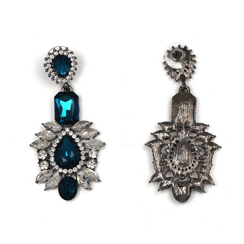 2022 Rhinestone Dangle Earrings High Green Blue Pendant Crystal Earrings Xmas Jewelry For Women