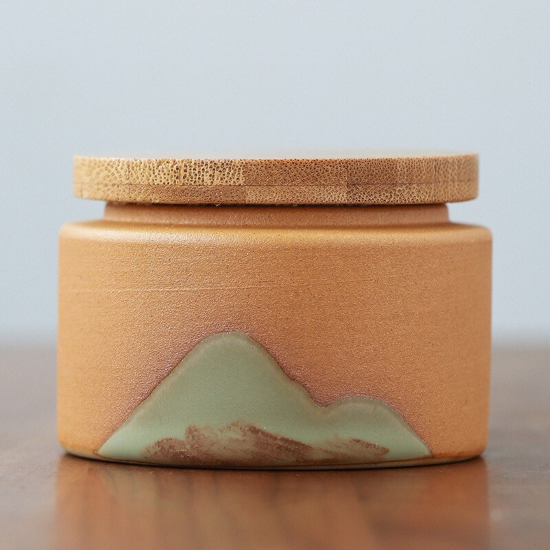 Small Tea Caddy Hand-Painted Small Portable Ceramic Sealed Tea Jar Tea Caddy Tea Container Tea Storage Box Pet Urn Canister: Tea pot G