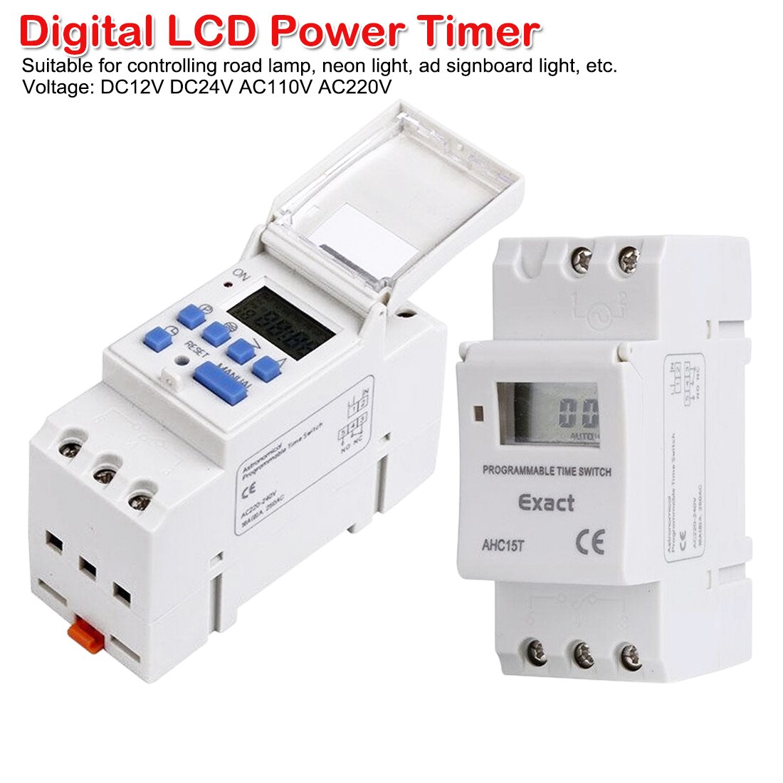 7 Days Programmable Digital Timer Switch Relay Control 15A DC12V/ 24V AC110V/ 220V Electronic Weekly Good