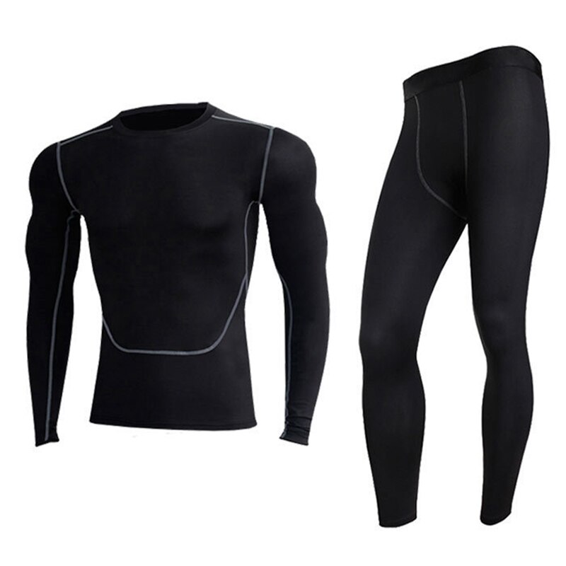 YSMOTOGO Thermal Underwear Set Man Motorcycle 4 Seasons Skiing Warm Base Layers Sportwear Tight Long Shirt &amp; Tops Set Clothing: S / with line