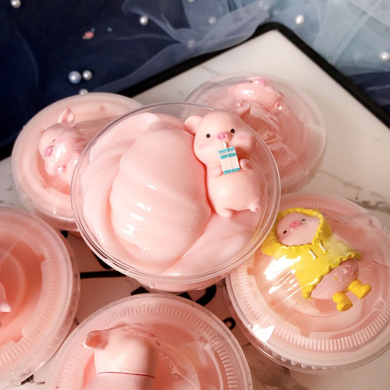 BoxiResin Animale Melma Additivi Pendenti E Ciondoli Carino Maiale Kawaii Orso FAI DA TE Kit di Riempimento Decor per il Cloud Chiaro Croccante Melma di Argilla