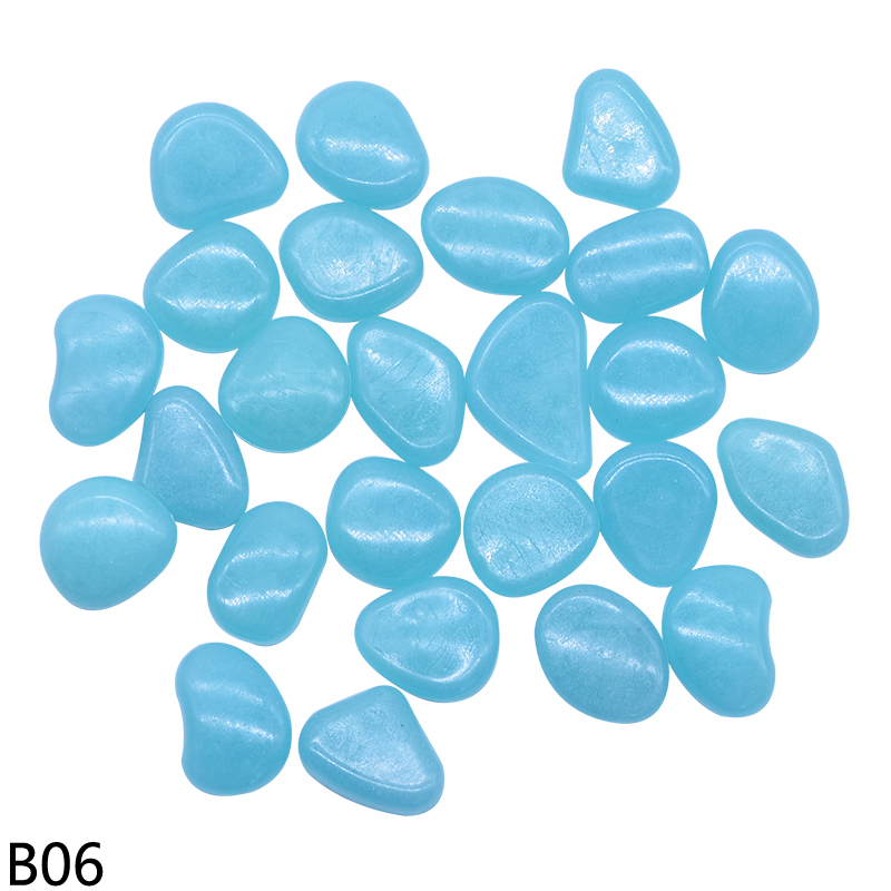 25/50pcs Resin Glow In The Dark Stones Glow Rocks DIY Walkway Home Garden Decoration Garden Pebbles Glow Stones Luminous Stones: 50pcs / B06-blue glow stone