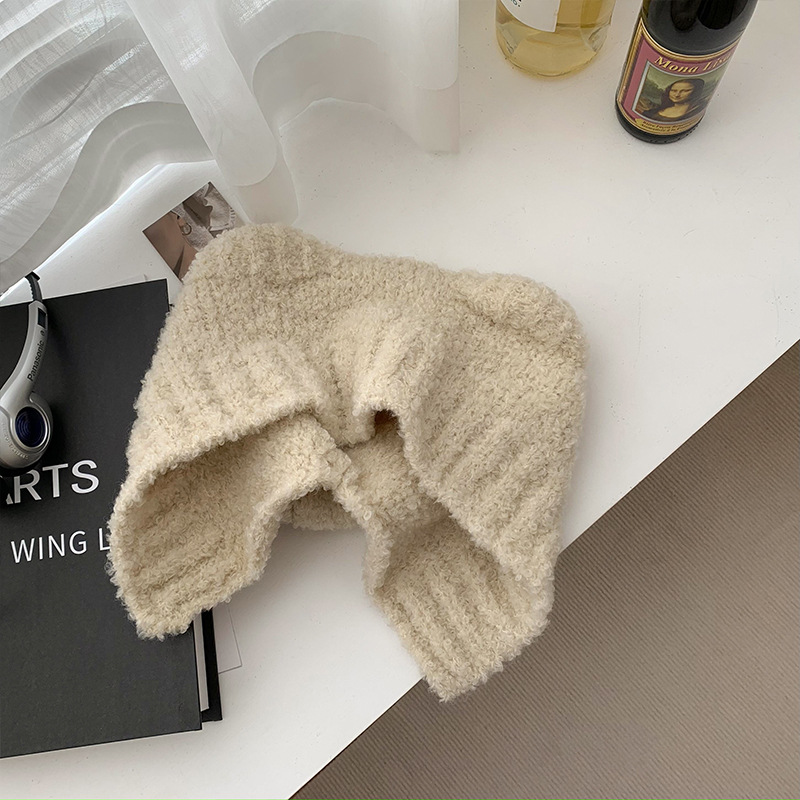 Japanse Kawaii Vrouwen Hoeden Schattige Beer Oren Pluche Mutsen Herfst En Winter Warm Gehoorbescherming Gebreide Touw Bommenwerper Hoed: Paars