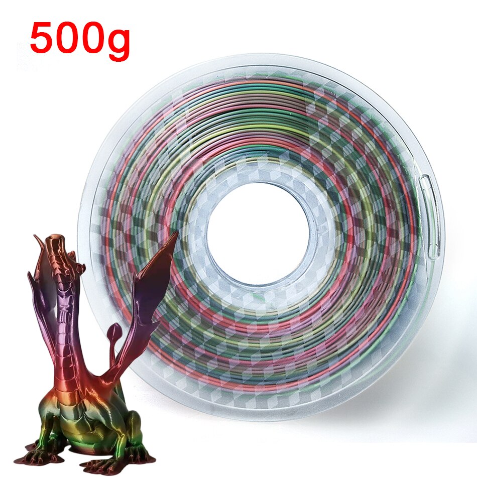 1.75mm PLA Rainbow 3D Printer Filament Sublimation Peacock Color 3D Printing Materials 1kg/500g/250g Plastic Polychrome Filament: 8b Silk Rainbow-500g