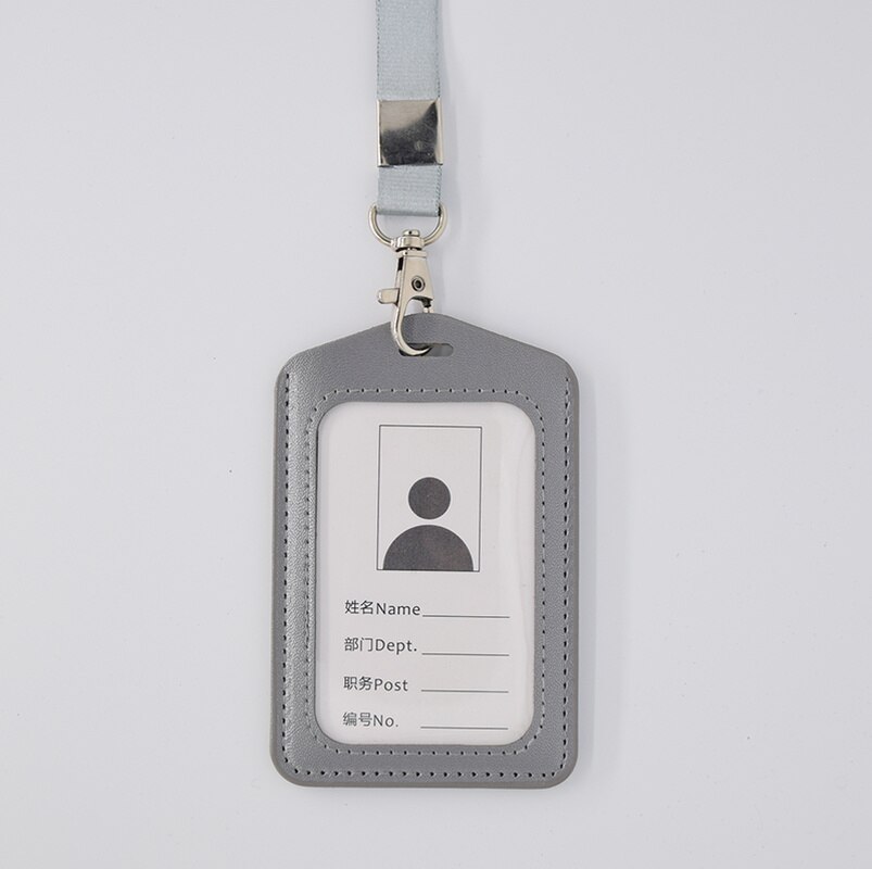 Portable Neck Strap Rope Staff Employee's ID Work Card Holder PU Office Buliding Gate Pass Access Card Cover Sleeve with Lanyard: NO.7