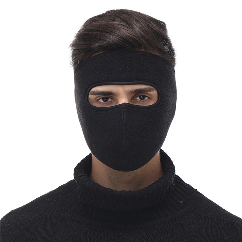 Máscara de Ciclismo de otoño e invierno, orejeras gruesas con calefacción, protección de orejas integrada, cálida, a prueba de polvo, para ciclismo al aire libre: black