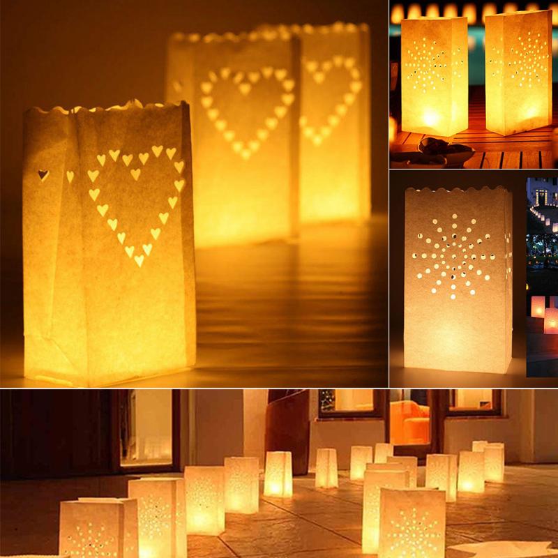 10Pcs Wedding Hart Licht Houder Papieren Lantaarn Kaars Zak Thuis Romantische Bruiloft Decoratie Valentijnsdag Levert