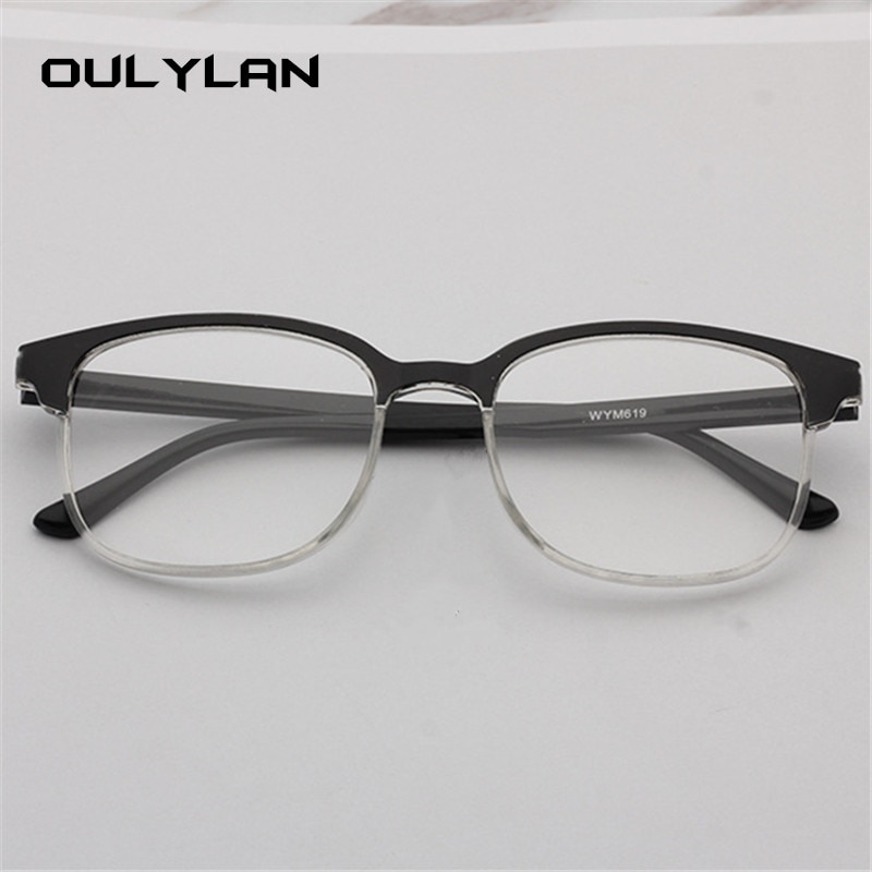 Oulylan Retro Leesbril Mannen Retro Half Frame Verziend Brillen Anti Vermoeidheid
