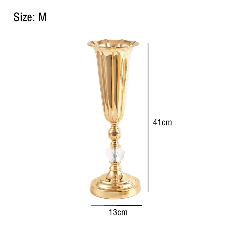 Jarrones de flores de Metal, accesorios de boda, candelabro de hierro chapado en oro, decoración del hogar de boda: Gold M