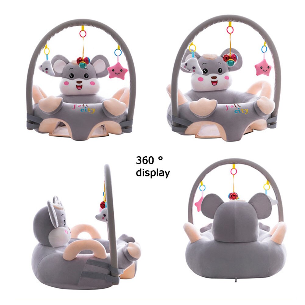 Baby Sofa Support Seat Cover Cartoon Animal Learning To Sit Feeding Chair with Rod Infant Toddler Washable Cradle No Filler