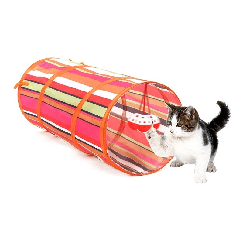 Free Ship Pet Funny Toy Foldable Pet Cat Tunnel Balls Play Tubes Balls Cat House Toys Puppy Ferrets Rabbit Play Dog Tunnel Tubes: WJ0007orange