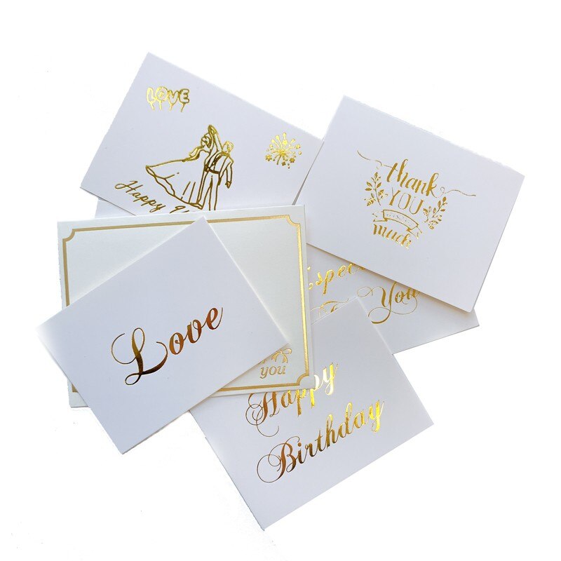 100 Stks/pak Mini Bronzing Kaart Met Envelop Uitnodiging Dank U Kaart Kerstmis Nieuwjaar Zegen Kaart