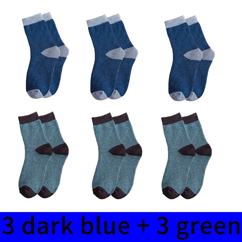 6Pairs Winter Wamer Women Thicken Thermal Wool Cashmere Snow Socks Seamless Terry Boots Floor Sleeping Socks for Mens: NZ10-3qinse-3lvse