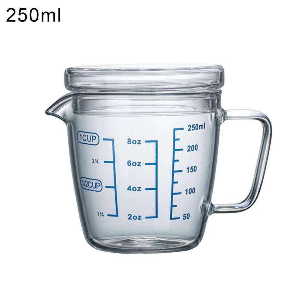 WJMY Maatbeker van glas met deksel, 1 liter, hittebestendig, BPA-vrij