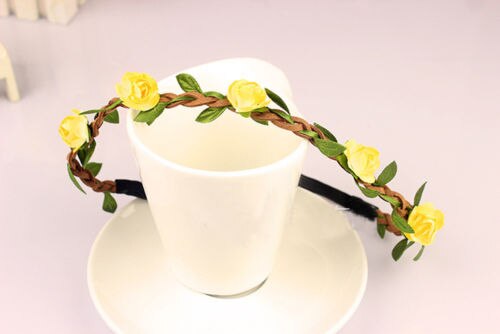 Girls Women Handmade Floral Crown Flower Headband Hair Garland Wedding Women Headpiece Cute Flower Headwear: 9